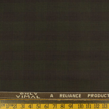 Vimal Men's Polyester Viscose Checks 3.75 Meter Unstitched Suiting Fabric (Dark Brown)