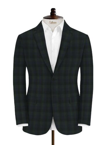 Vimal Men's Polyester Viscose Checks 3.75 Meter Unstitched Suiting Fabric (Green)
