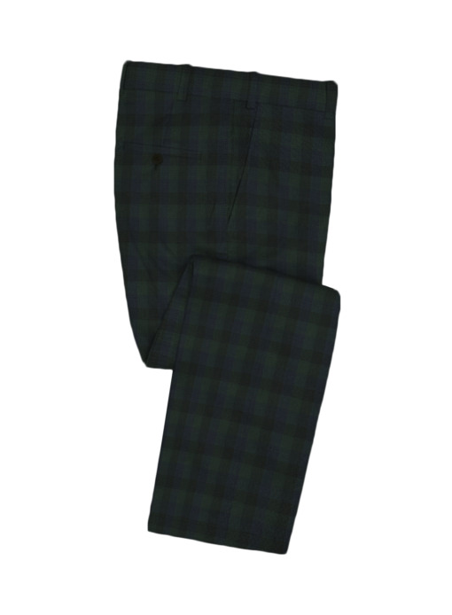 Vimal Men's Polyester Viscose Checks 3.75 Meter Unstitched Suiting Fabric (Green)