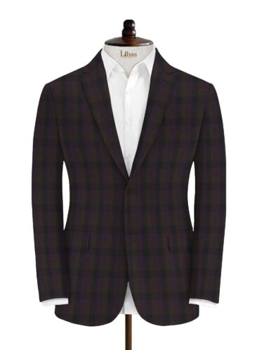 Vimal Men's Polyester Viscose Checks 3.75 Meter Unstitched Suiting Fabric (Purple)