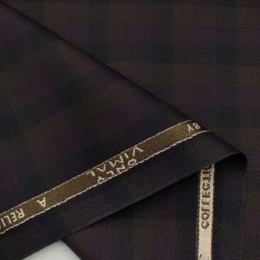 Vimal Men's Polyester Viscose Checks 3.75 Meter Unstitched Suiting Fabric (Purple)