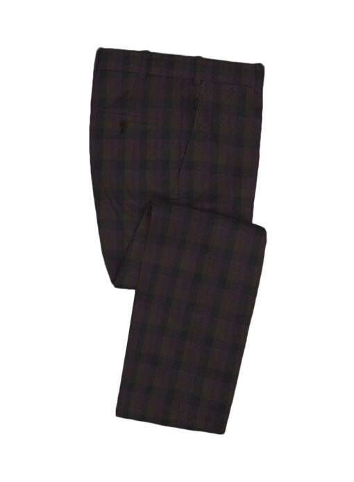 Vimal Men's Polyester Viscose Checks 3.75 Meter Unstitched Suiting Fabric (Purple)
