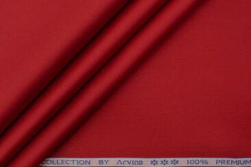 Arvind Men's Premium Cotton Solids 2.25 Meter Unstitched Shirting Fabric (Bright Red)
