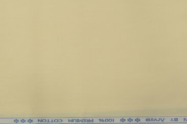 Arvind Men's Premium Cotton Solids 2.25 Meter Unstitched Shirting Fabric (Butter Milk)