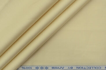 Arvind Men's Premium Cotton Solids 2.25 Meter Unstitched Shirting Fabric (Butter Milk)
