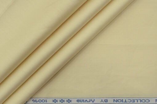 Arvind Men's Premium Cotton Solids 2.25 Meter Unstitched Shirting Fabric (Butter Milk)