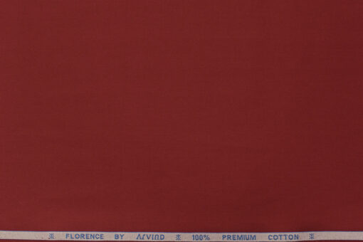 Arvind Men's Premium Cotton Solids 2.25 Meter Unstitched Shirting Fabric (Maroon Red)