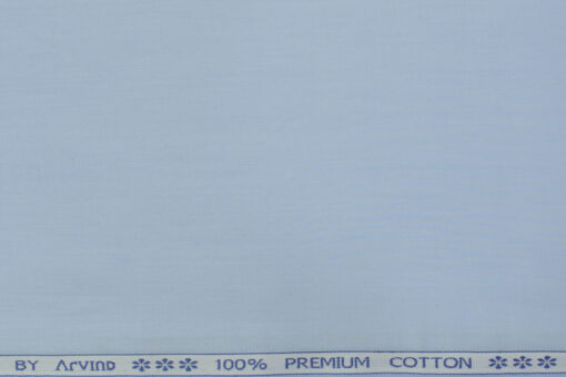 Arvind Men's Premium Cotton Solids 2.25 Meter Unstitched Shirting Fabric (Sky Blue)