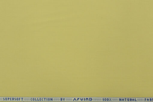 Arvind Men's Natural Cotton Solids 2.25 Meter Unstitched Shirting Fabric (Daffodil Yellow )
