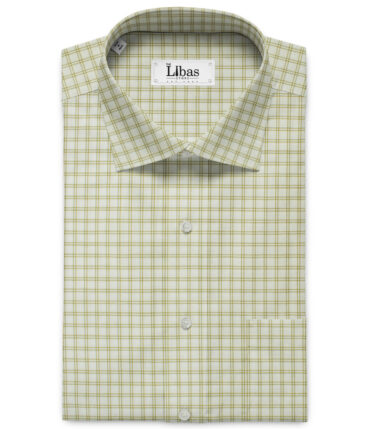 Birla Century Men's  Cotton Checks 2.25 Meter Unstitched Shirting Fabric (White & Brown)