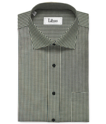 Birla Century Men's  Cotton Checks 2.25 Meter Unstitched Shirting Fabric (White & Black)
