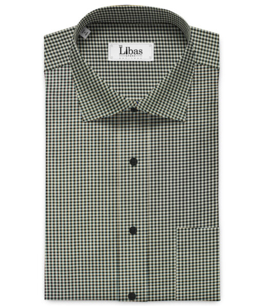 Birla Century Men's  Cotton Checks 2.25 Meter Unstitched Shirting Fabric (White & Black)