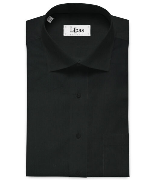 Birla Century Men's Giza Cotton  Super 70's Solids 2.25 Meter Unstitched Shirting Fabric (Black)
