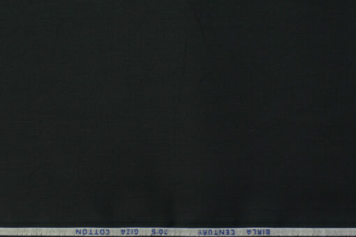 Birla Century Men's Giza Cotton  Super 70's Solids 2.25 Meter Unstitched Shirting Fabric (Black)