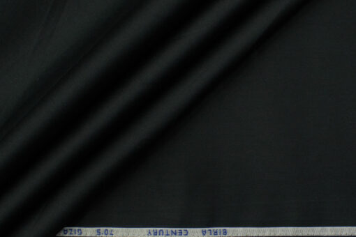 Birla Century Men's Giza Cotton  Super 70's Solids 2.25 Meter Unstitched Shirting Fabric (Black)