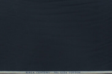 Birla Century Men's Giza Cotton  Super 70's Solids 2.25 Meter Unstitched Shirting Fabric (Dark Navy Blue)