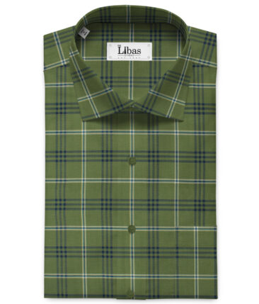 Birla Century Men's Cotton Checks 2.25 Meter Unstitched Shirting Fabric (Green)