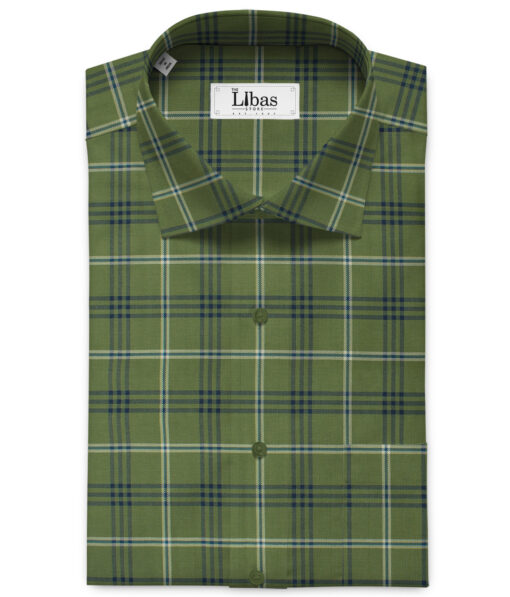 Birla Century Men's Cotton Checks 2.25 Meter Unstitched Shirting Fabric (Green)