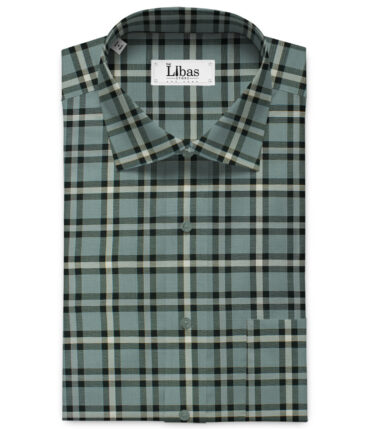Birla Century Men's Cotton Checks 2.25 Meter Unstitched Shirting Fabric (Grey)