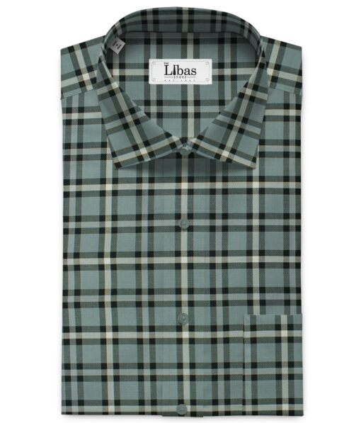 Birla Century Men's Cotton Checks 2.25 Meter Unstitched Shirting Fabric (Grey)