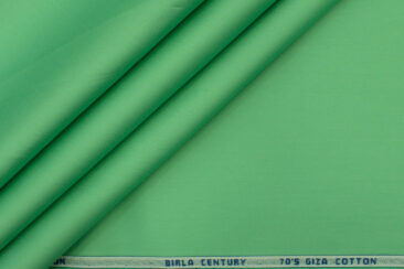 Birla Century Men's Giza Cotton  Super 70's Solids 2.25 Meter Unstitched Shirting Fabric (Light Green)
