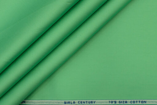 Birla Century Men's Giza Cotton  Super 70's Solids 2.25 Meter Unstitched Shirting Fabric (Light Green)