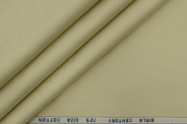 Birla Century Men's Giza Cotton Super 70's Solids 2.25 Meter Unstitched Shirting Fabric (Tan Beige)