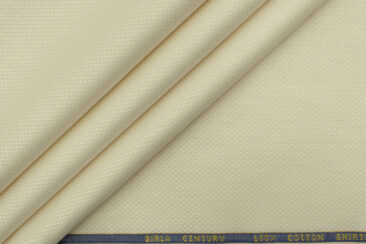 Birla Century Men's Cotton Solids 2.25 Meter Unstitched Shirting Fabric (Cream )