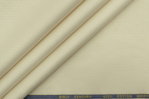 Birla Century Men's Cotton Solids 2.25 Meter Unstitched Shirting Fabric (Cream )