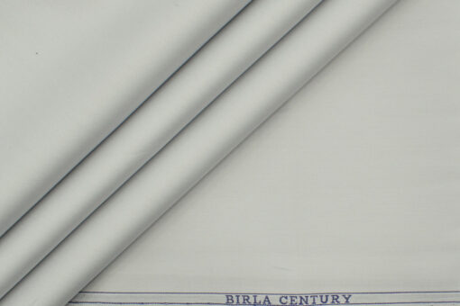 Birla Century Men's Pima Cotton Super 80's Solids 2.25 Meter Unstitched Shirting Fabric (Light Grey)