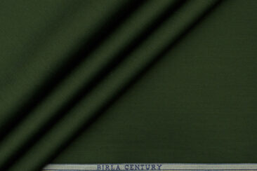 Birla Century Men's Pima Cotton Super 80's Solids 2.25 Meter Unstitched Shirting Fabric (Pine Green)