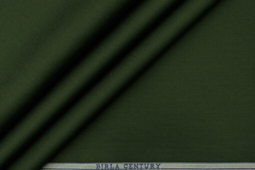 Birla Century Men's Pima Cotton Super 80's Solids 2.25 Meter Unstitched Shirting Fabric (Pine Green)