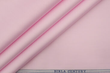 Birla Century Men's Pima Cotton Super 80's Solids 2.25 Meter Unstitched Shirting Fabric (Pink)