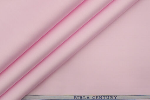 Birla Century Men's Pima Cotton Super 80's Solids 2.25 Meter Unstitched Shirting Fabric (Pink)