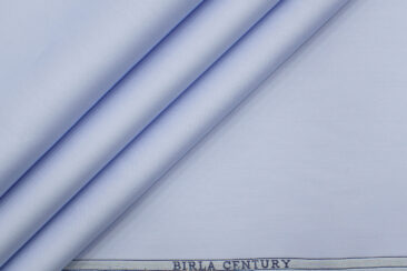 Birla Century Men's Pima Cotton Super 80's Solids 2.25 Meter Unstitched Shirting Fabric (Sky Blue)