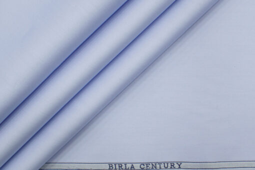 Birla Century Men's Pima Cotton Super 80's Solids 2.25 Meter Unstitched Shirting Fabric (Sky Blue)