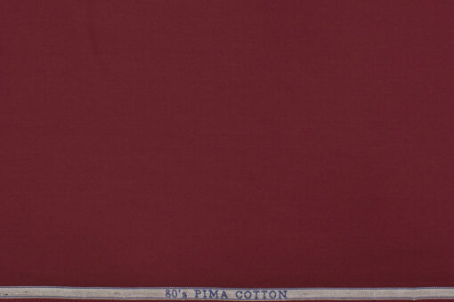 Birla Century Men's Pima Cotton Super 80's Solids 2.25 Meter Unstitched Shirting Fabric (Wine Red)