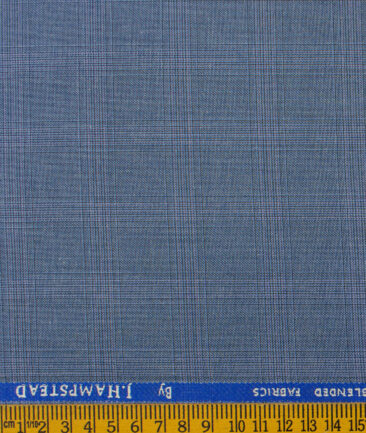 J.Hampstead Men's Polyester Viscose Checks  Unstitched Suiting Fabric (Sky Blue) - Image 3
