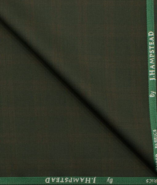 J.Hampstead Men's Polyester Viscose Checks 3.75 Meter Unstitched Suiting Fabric (Dark Green)
