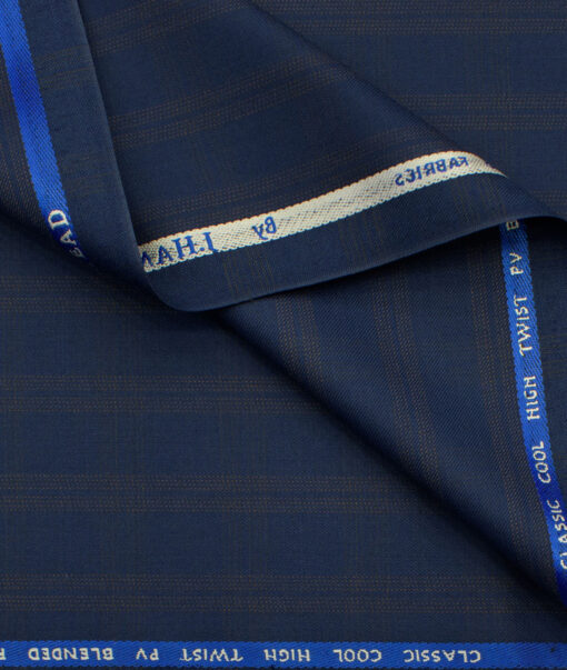 J.Hampstead Men's Polyester Viscose Checks  Unstitched Suiting Fabric (Dark Blue) - Image 2