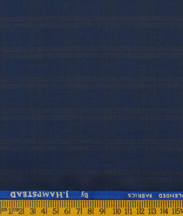 J.Hampstead Men's Polyester Viscose Checks  Unstitched Suiting Fabric (Dark Blue) - Image 3