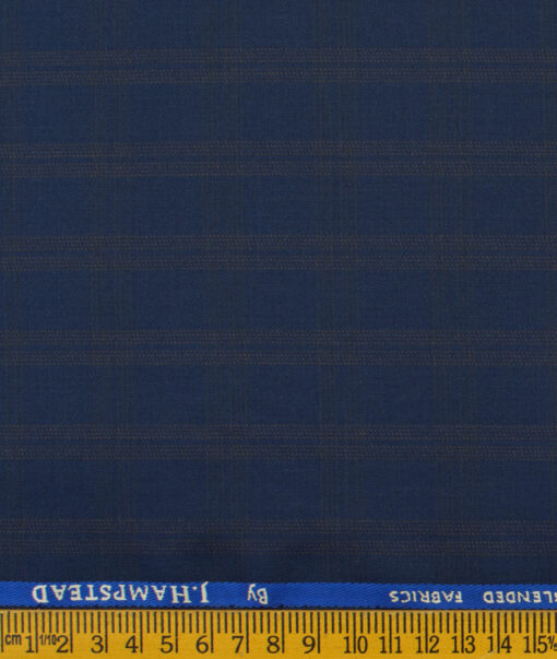 J.Hampstead Men's Polyester Viscose Checks  Unstitched Suiting Fabric (Dark Blue) - Image 3