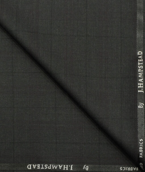 J.Hampstead Men's Polyester Viscose Checks 3.75 Meter Unstitched Suiting Fabric (Dark Grey)