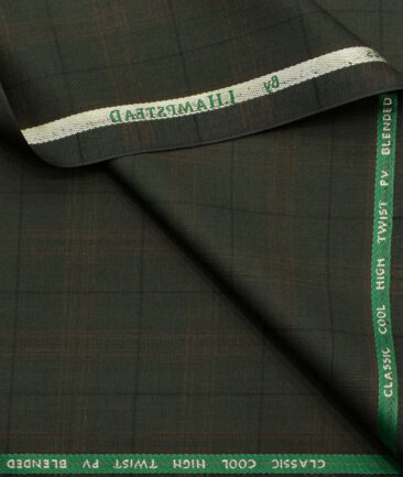 J.Hampstead Men's Polyester Viscose Checks  Unstitched Suiting Fabric (Dark Green) - Image 2