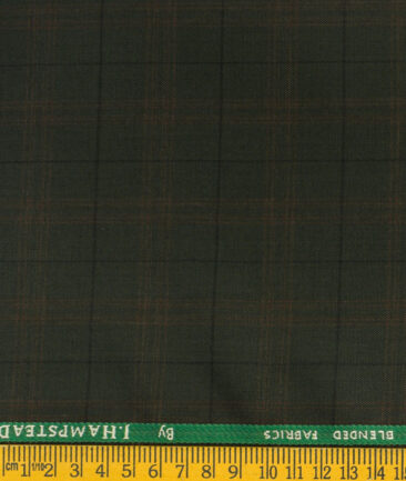 J.Hampstead Men's Polyester Viscose Checks  Unstitched Suiting Fabric (Dark Green) - Image 3