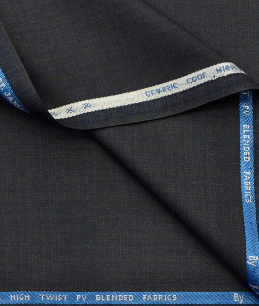 J.Hampstead Men's Polyester Viscose Checks  Unstitched Suiting Fabric (Dark Blue) - Image 2
