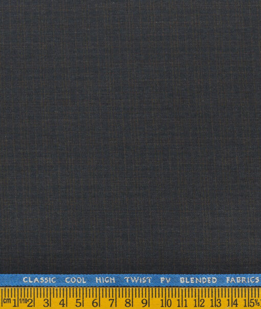 J.Hampstead Men's Polyester Viscose Checks  Unstitched Suiting Fabric (Dark Blue) - Image 3