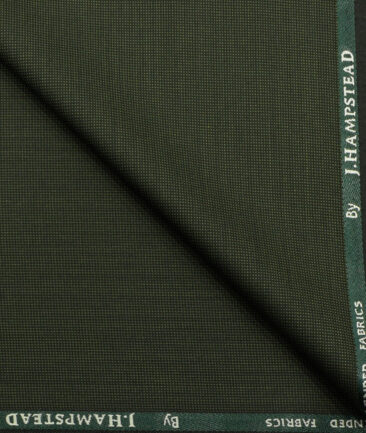 J.Hampstead Men's Polyester Viscose Structured 3.75 Meter Unstitched Suiting Fabric (Dark Green)