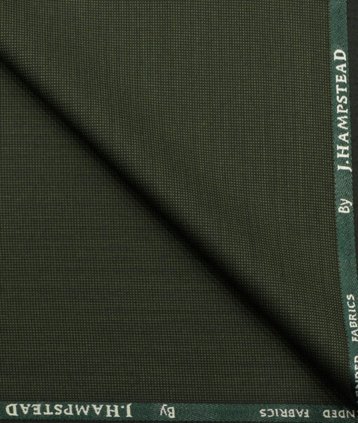 J.Hampstead Men's Polyester Viscose Structured 3.75 Meter Unstitched Suiting Fabric (Dark Green)