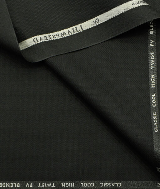 J.Hampstead Men's Polyester Viscose Structured  Unstitched Suiting Fabric (Black) - Image 2